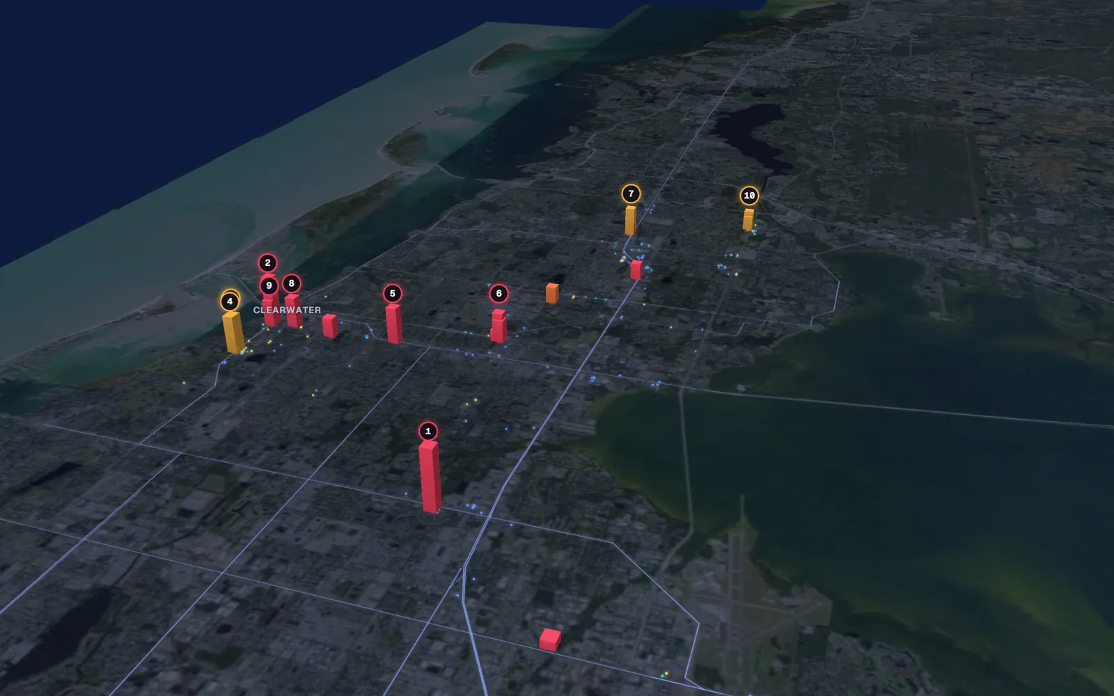 3D map of facelift surgeons in Clearwater