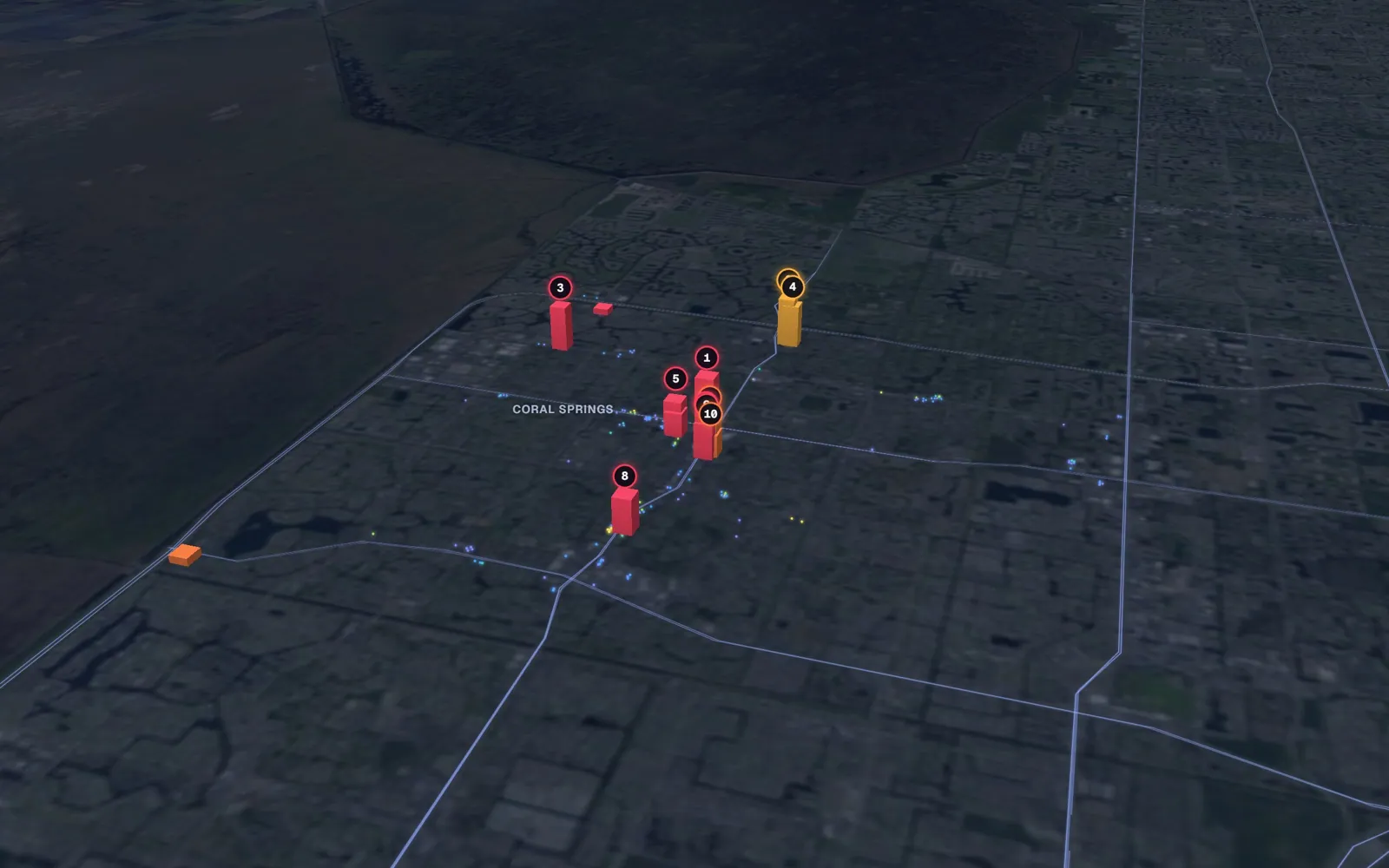 3D map of facelift surgeons in Coral Springs