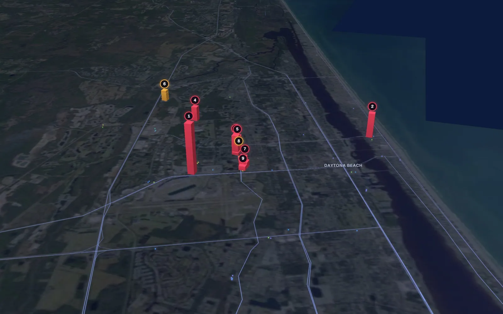 3D map of facelift surgeons in Daytona Beach