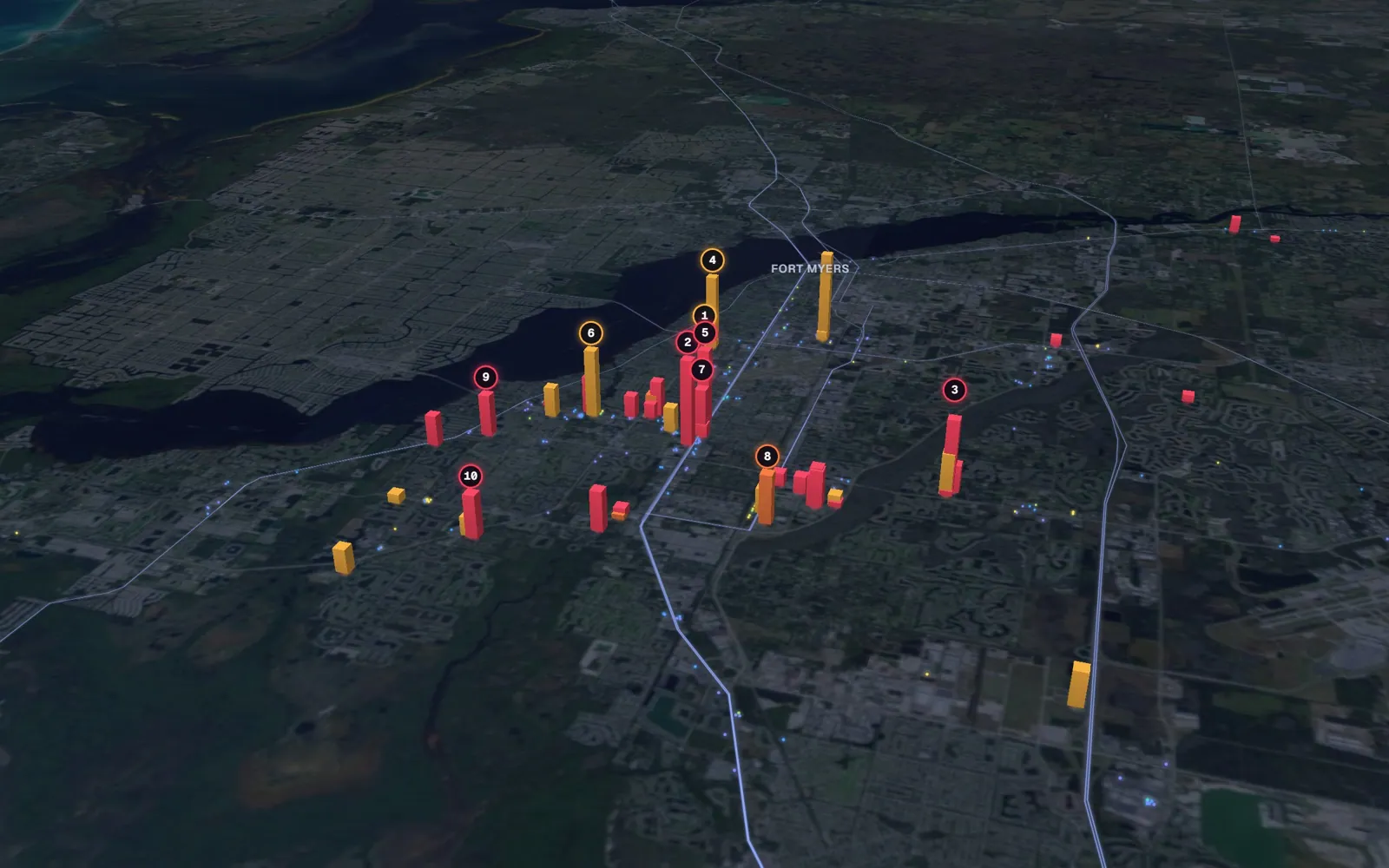 3D map of facelift surgeons in Fort Myers