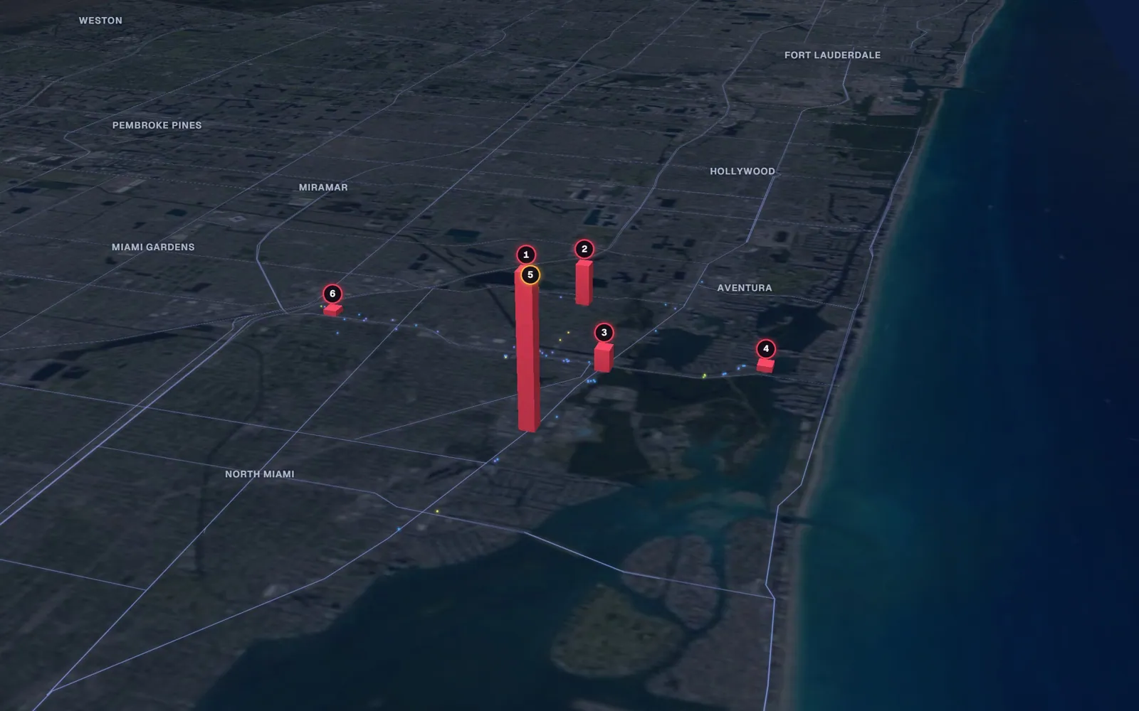 3D map of facelift surgeons in North Miami Beach