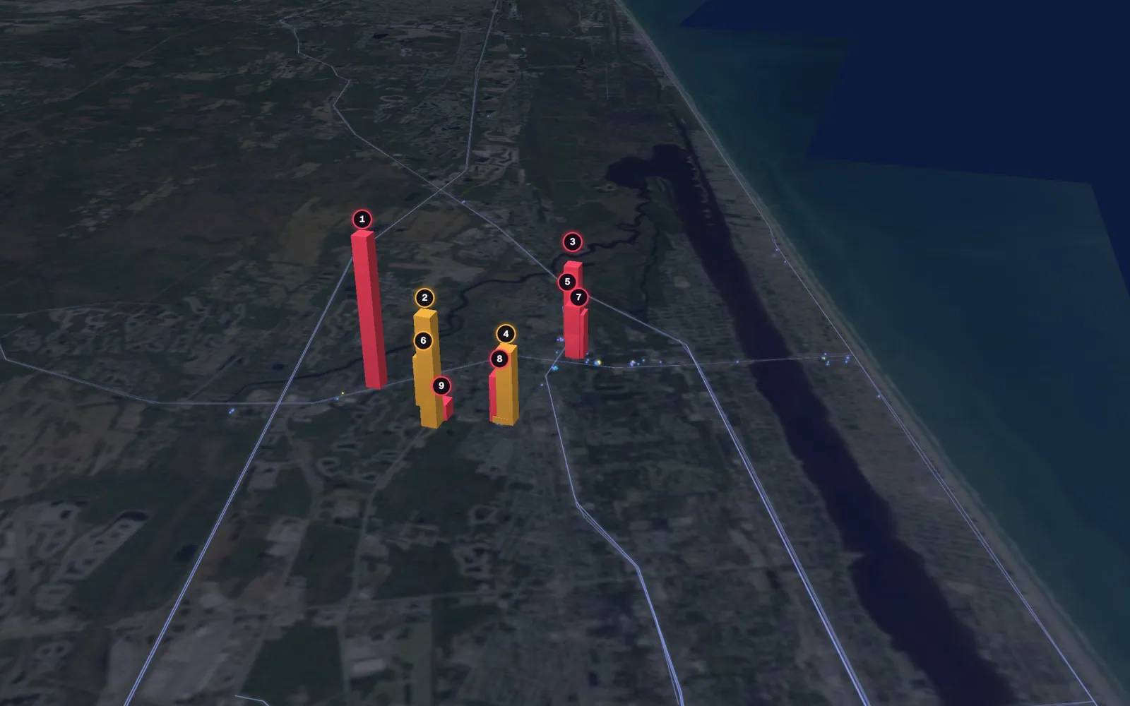3D map of facelift surgeons in Ormond Beach