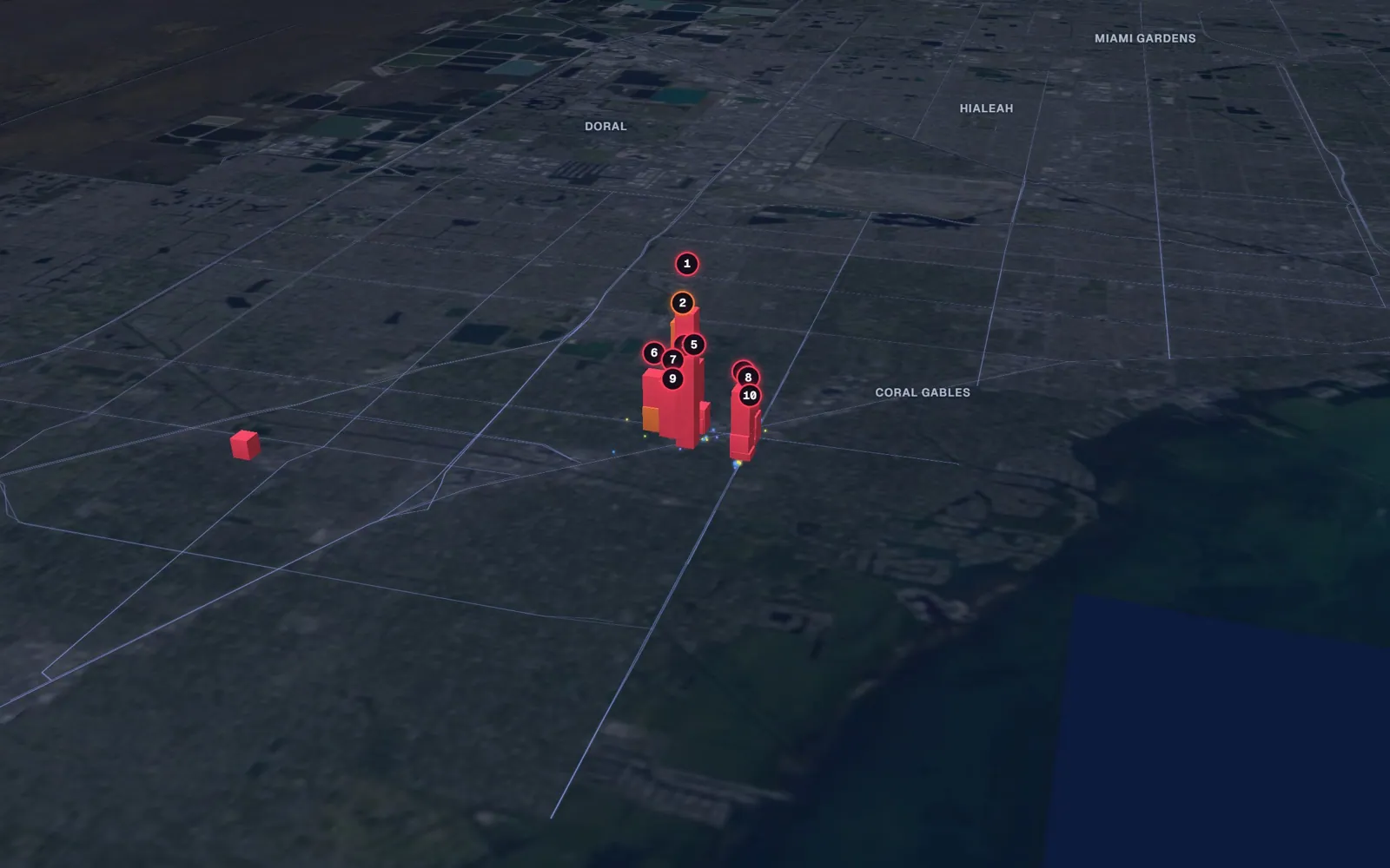 3D map of facelift surgeons in South Miami